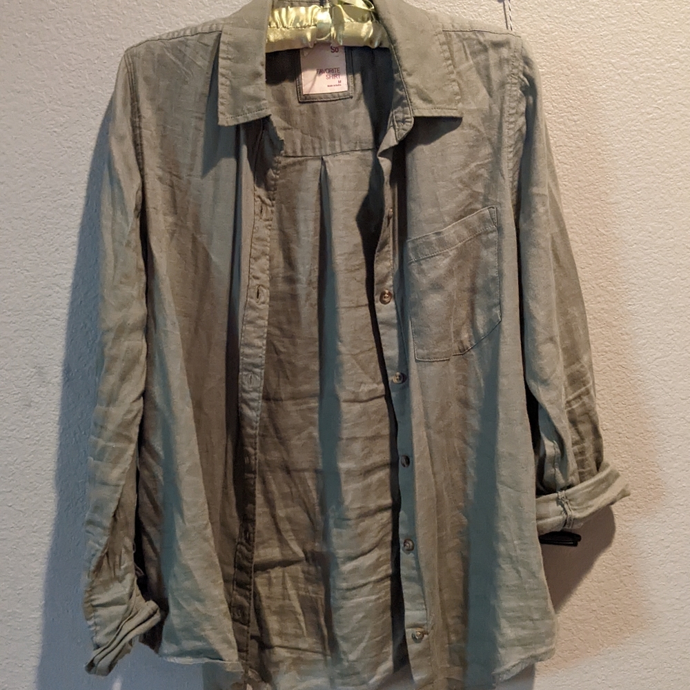 Army Green Button Down